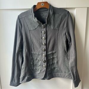 Neon Buddha Women's Jacket Metallic Buttons Gray Boho Cotton Artsy Eclectic SZ S